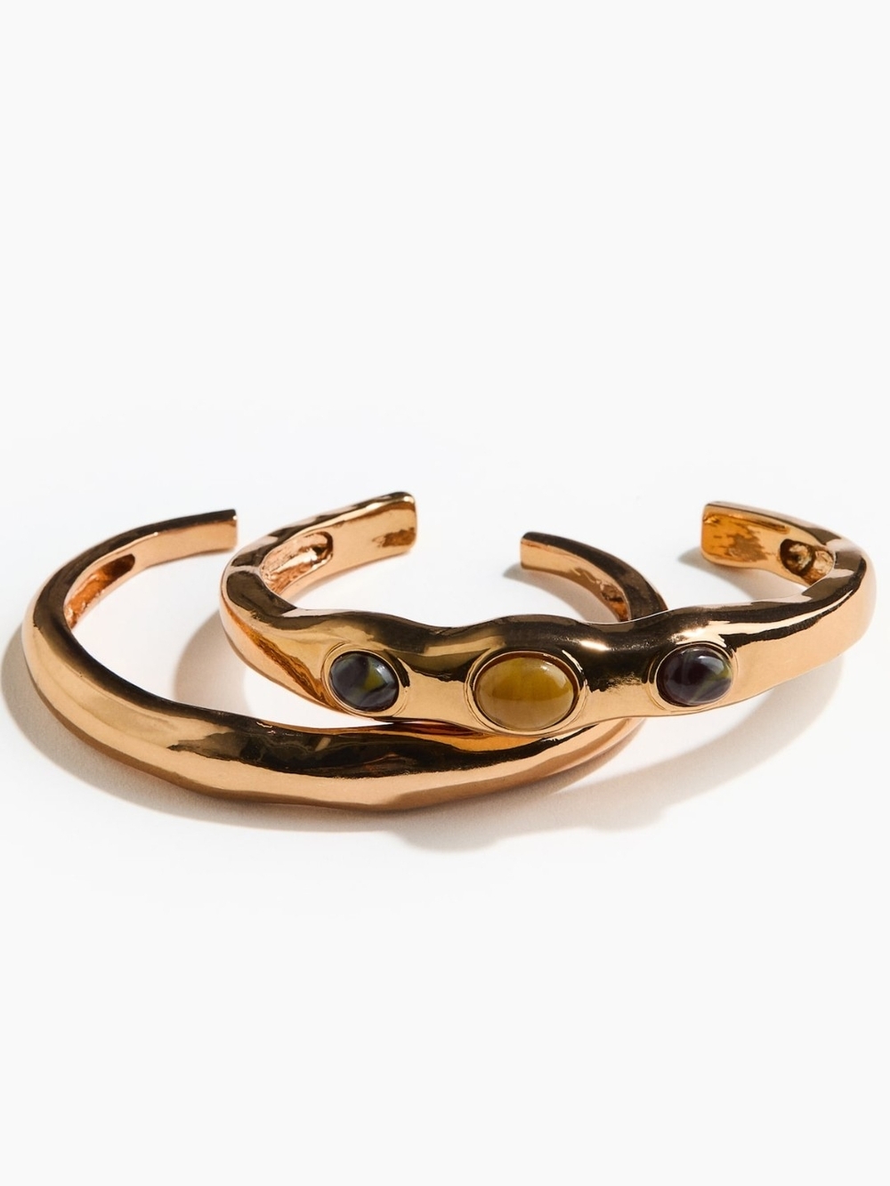 H&M Gold-Tone Cuff Bracelet Set with Multicolor Stones